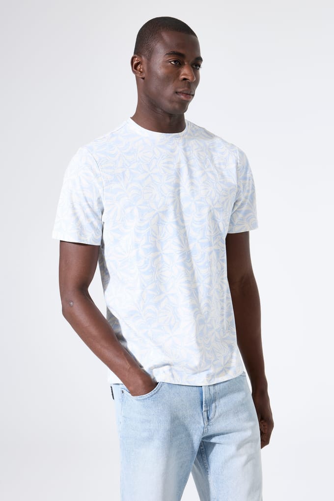GARCIA Heren Print T-shirt Blauw Korte mouw