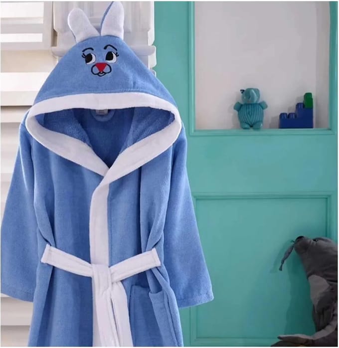 Gekleurde Badjas - Katoenen - Blauw - 5/6 Jaar