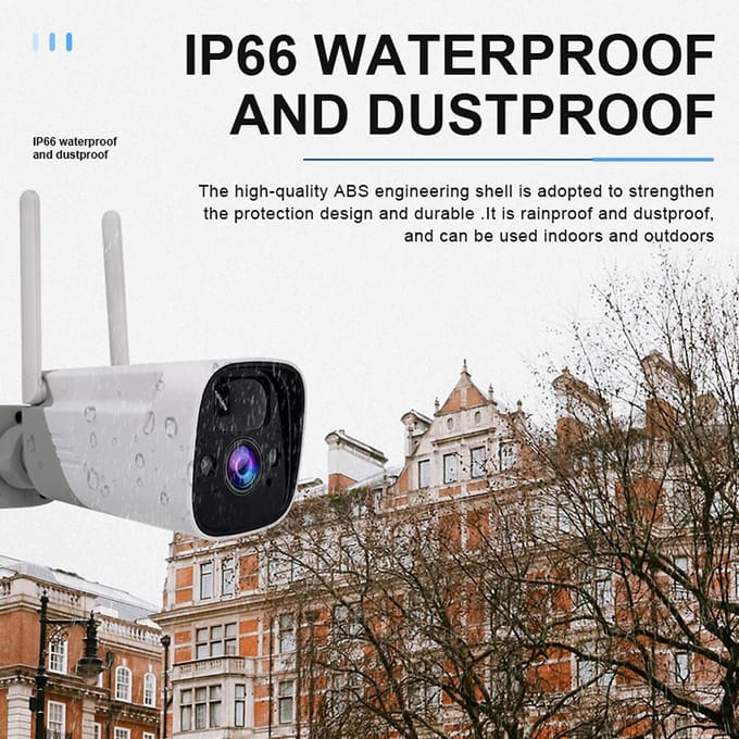 2MP WiFi Batterij Beveiligingscamera Draadloze 1080P Thuisbewakingscamera Buitenzonnecamera met wit