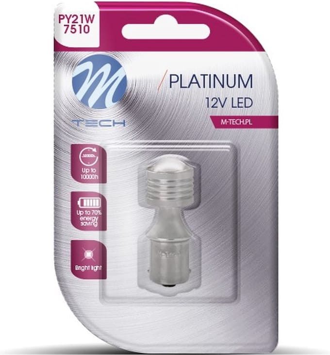 M-Tech Platinum LED PY21W 12V - 41mm - Platinum 9x Osram Led diode - Canbus - Geel - Enkel