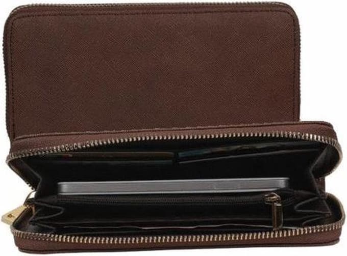 Bruin purse deluxe echt lederen portemonnee zippy wallet case hoesje