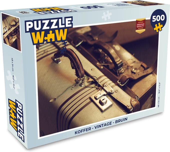 Puzzel Koffer - Vintage - Bruin - Legpuzzel - Puzzel 500 stukjes