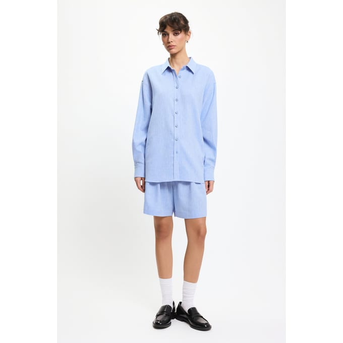 BENU Blauwe linnen blouse