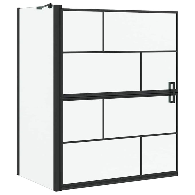 vidaXL - Bad - Douche - Scherm - Zwart - en - Transparant - 100 - x - 68 - x - 128 - cm