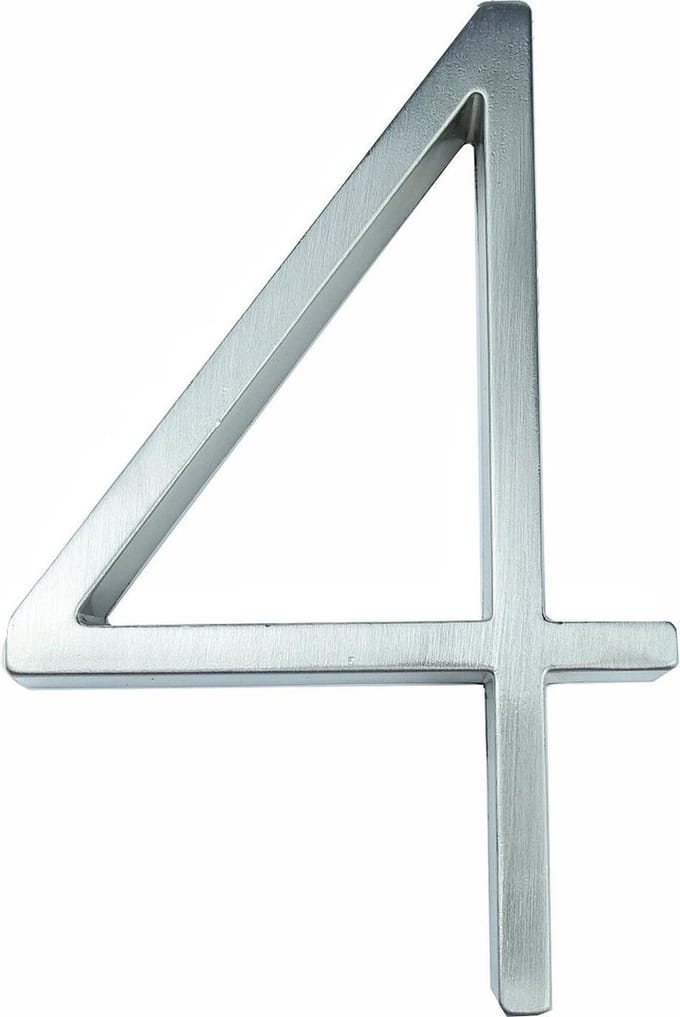 Huisnummer Zilver 12,5 cm nr. 4 - Chrome Huisnummer - modern huisnummer 125 mm