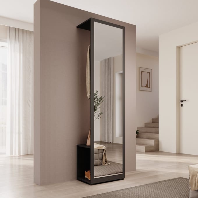 Meubella - Deacon - Halkast - Zwart - 50x35x189 cm