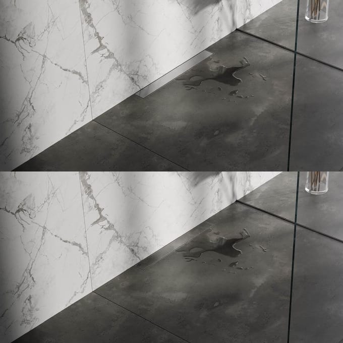 Brauer Douchegoot met Multifunctioneel Rooster en Flens Voor Wandmontage - 60 cm - Rvs Geborsteld