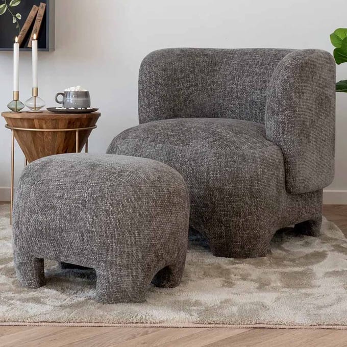 House Collection Fauteuil met Voetenbank Laure Grijs