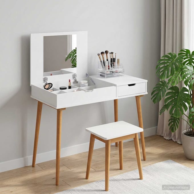 vidaXL - Kaptafel - FAUSKE - Wit - 100 - x - 50 - x - 78 - cm