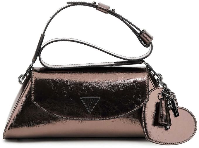 GUESS schoudertas Bolena Flap Shoulder Bag Pewter antraciet