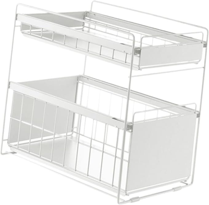 Onderbouw Organizer - Keukenlade Organizer - Ruimte Besparen - Uittrekbaar Ontwerp - 40 cm - Wit