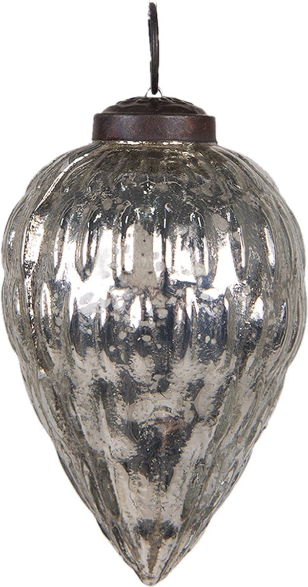 Clayre & Eef Kerstbal Overig Ø 6 cm Zilverkleurig Glas Kerstballen