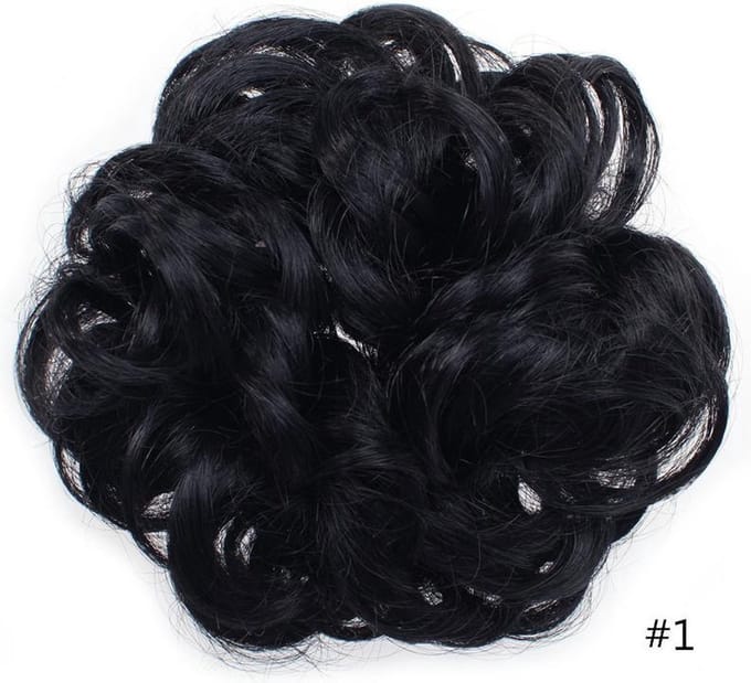 Jumada's - Stijlvolle Haarstuk zwart Bun 1B Wrap Extension Haar Bun - 40 Gram