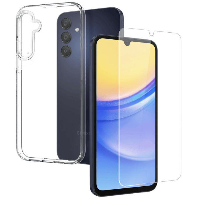 Northjo Samsung Galaxy A15 Hoesje en Screenprotector Transparant