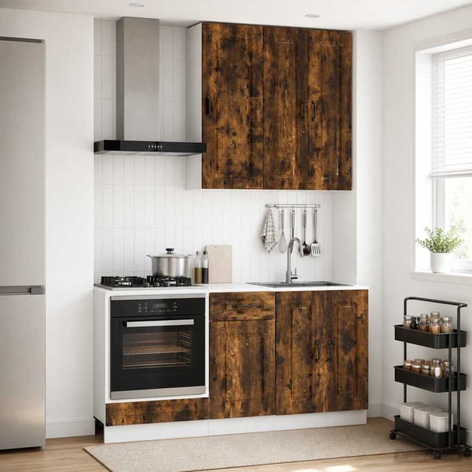 vidaXL - Keukenblok - KALMAR - 5 - st - Gerookt - eiken - Bewerkt - hout