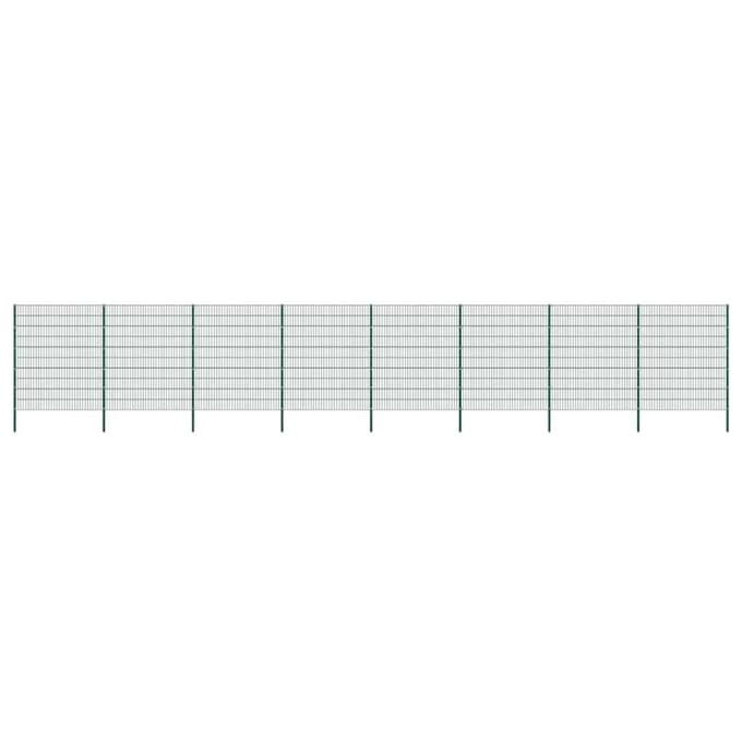vidaXL Schuttingpaneel met palen ijzer 1385x200 cm groen