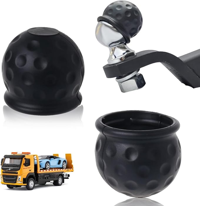 Famanu - Set van 2 rubberen trekhaakdoppen, zwart, universeel formaat