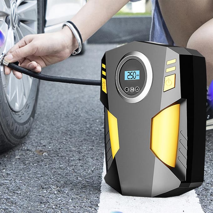 Digitale Bandenpomp 12V DC Draagbare Luchtcompressorpomp 19-cilinder 150 PSI Bandenpomp met Digital yellow