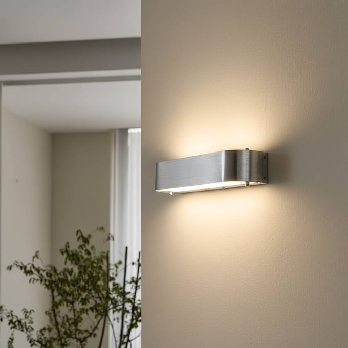 Lindby - wandlamp - 1licht - Aluminium, glas - H: 6 cm - E14 - aluminium, mat