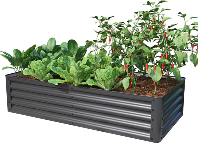 PRIMEYARD Moestuinbak LUCA antraciet stalen constructie 150x75x35 cm