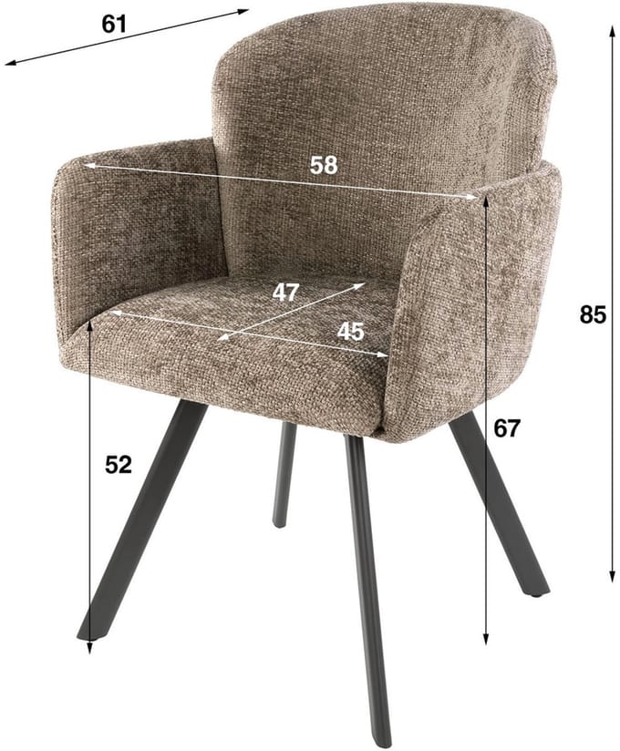 Giga Meubel Eetkamerstoel Embrace - Champagne - Draaibaar - Set van 2