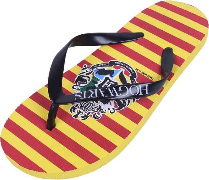 Gele teenslippers met rode Harry Potter strepen