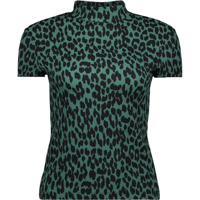 ONLY Maat M Onlzille S/s Mock Neck Top Jrs 15229947 Posey Green/black Leo