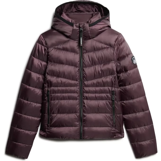 Superdry Gewatteerde Fuji-jas met Capuchon Paars Grootte: 40