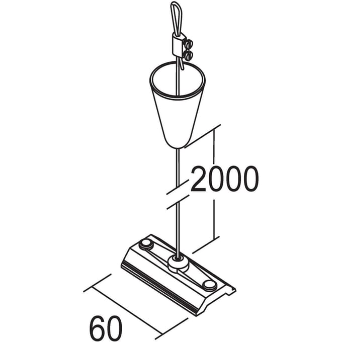 Ivela LKM kabelophanging 200 cm, blad 6 cm, wit