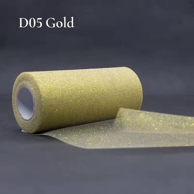 Glitter tule - goud - 22,8 meter
