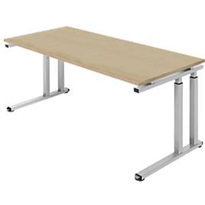 Schäfer Shop  Select Bureautafel SET UP, C-poot onderstel, 1800 x 800, eik/blank aluminium
