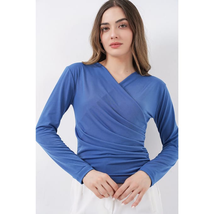 Dubbelzijdige blouse met lange mouwen en plooidetail