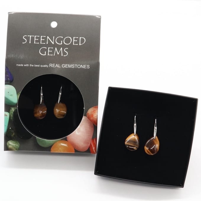 Gemstone oorbellen Tijgeroog