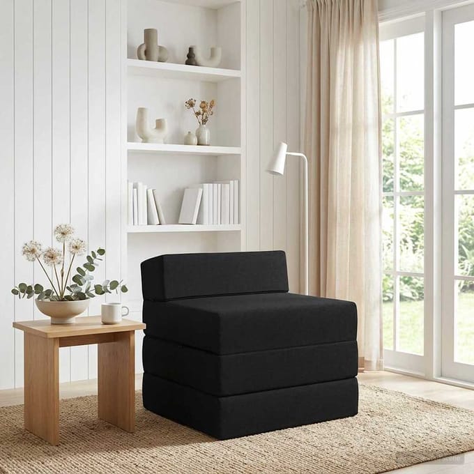 vidaXL - Vouwbare - Sofa - Bed - Zwart - 70 - x - 60 - x - 63 - cm - Stof