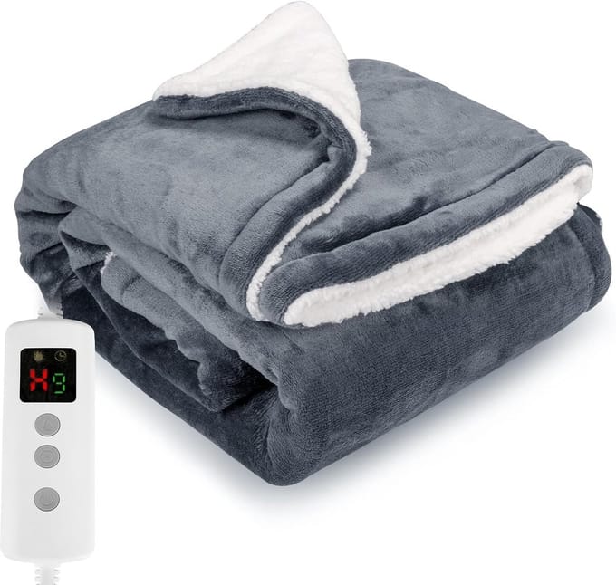 Elektrische deken - Verwarmde plaid - Lekker opwarmen - Groot formaat - 180 x 130 cm - Grijs