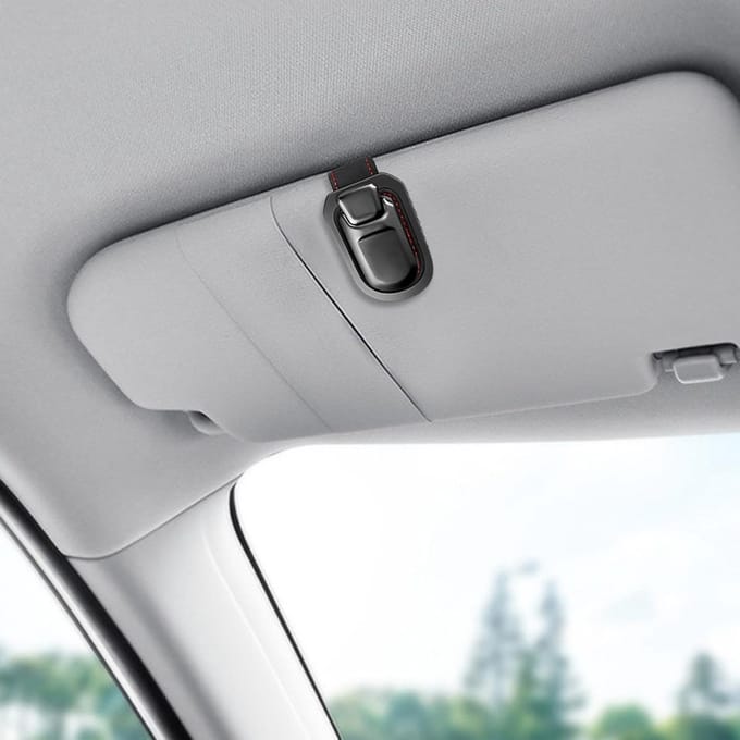 Multifunctionele Lederen Zonneklep Brillen Clip - Snap-On Zonnebril Houder voor Auto Accessoires