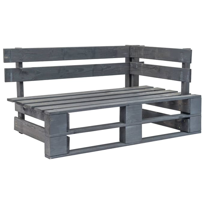 vidaXL - Tuinhoekbank - pallet - hout - grijs