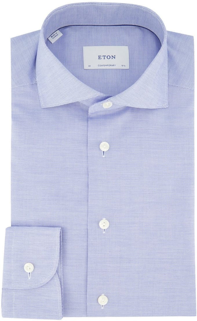 Contemporary fit overhemd wide collar Eton lichtblauw