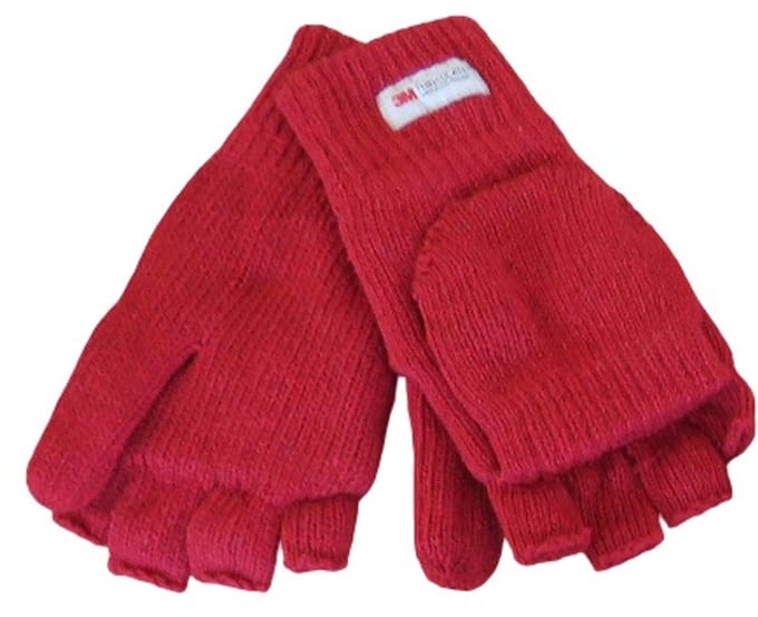Thinsulate want dames met halve vingers - 30% wol met kapje en klittenbandsluiting