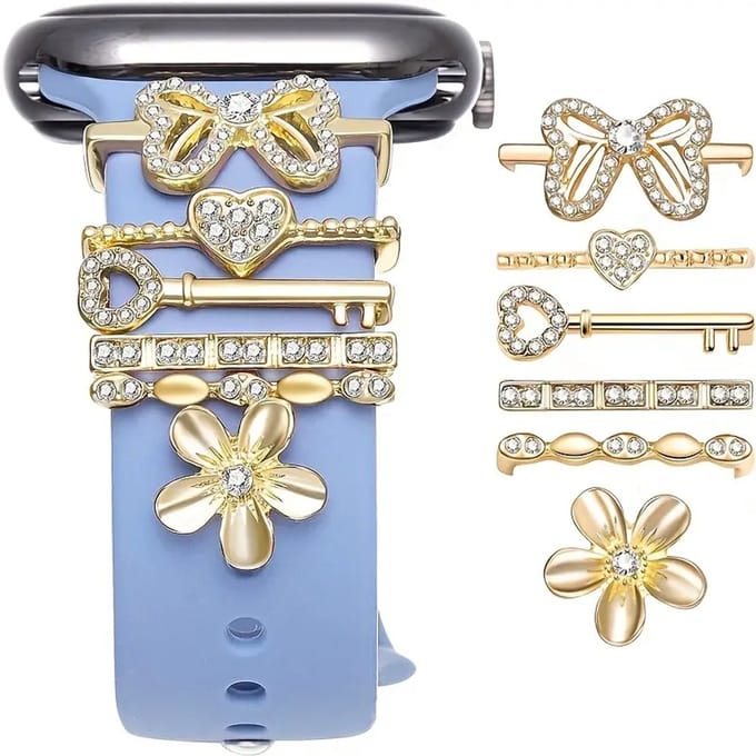 Jambo® Horloge Sieraad - Charms - Strikken - Sleutel - Bloem - Goud
