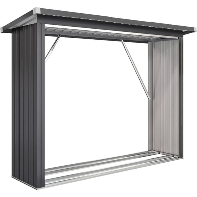4goodz Houtopslag gegalvaniseerd staal met schuin dak – 66x213x150 cm -