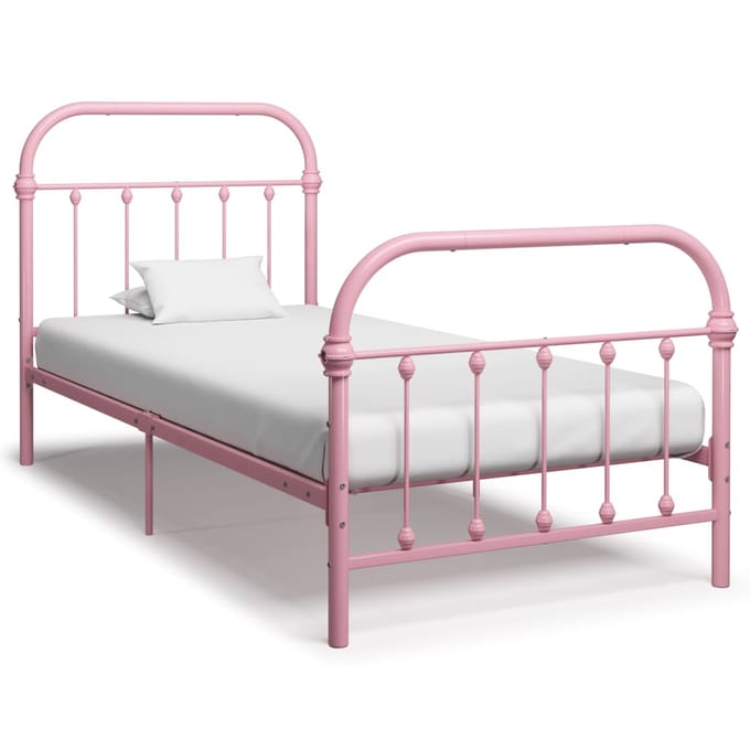 vidaXL - Bedframe - metaal - roze - 100x200 - cm