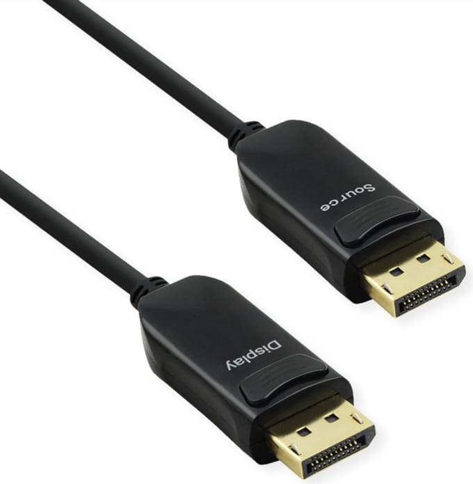 Value 14.99.3469 DisplayPort-kabel DisplayPort Aansluitkabel DisplayPort-stekker, DisplayPort-stekker 50 m Zwart Active Optical Cable (AOC)