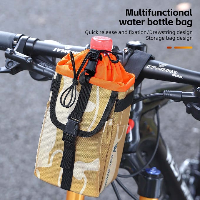 Multifunctionele fietsstuurtas Fietsfles Tas met trekkoord Houdertas voor fietsgereedschap veelkleurig