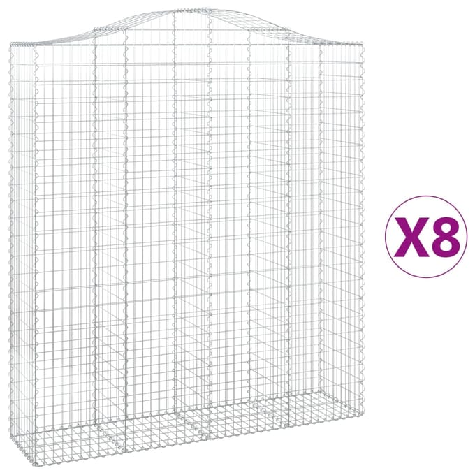 vidaXL - Schanskorven - 8 - st - gewelfd - 200x50x220/240 - cm - ijzer