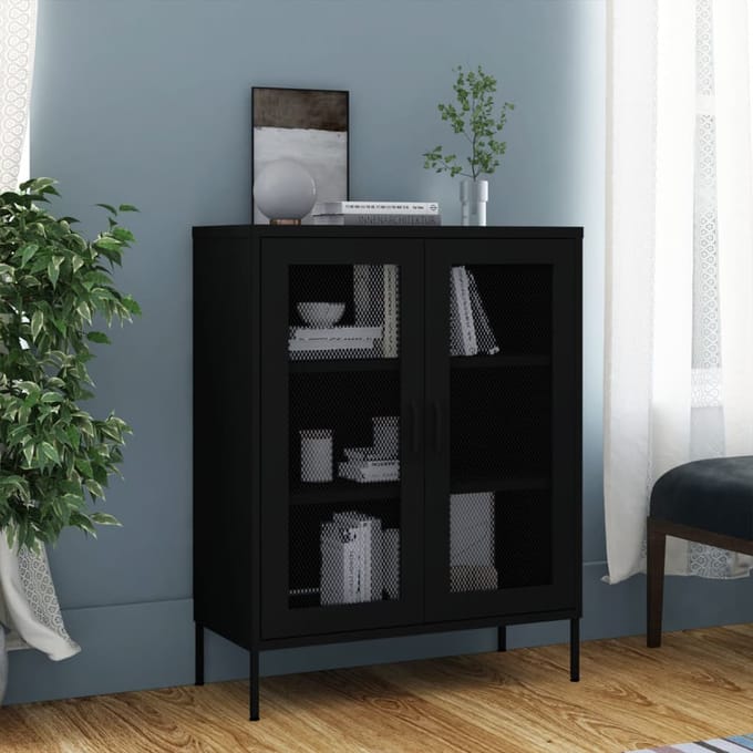 vidaXL - Opbergkast - 80x35x101,5 - cm - staal - zwart