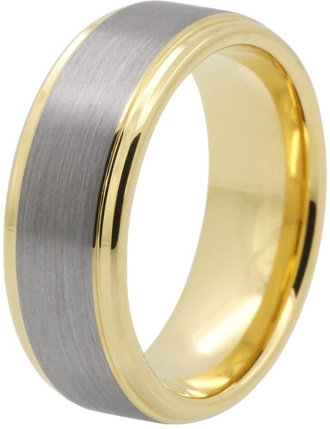 Schitterende Smalle 6 mm. Wolfraamcarbide Ring | Damesring |Herenring |Gold Plated |19,00 mm maat 60