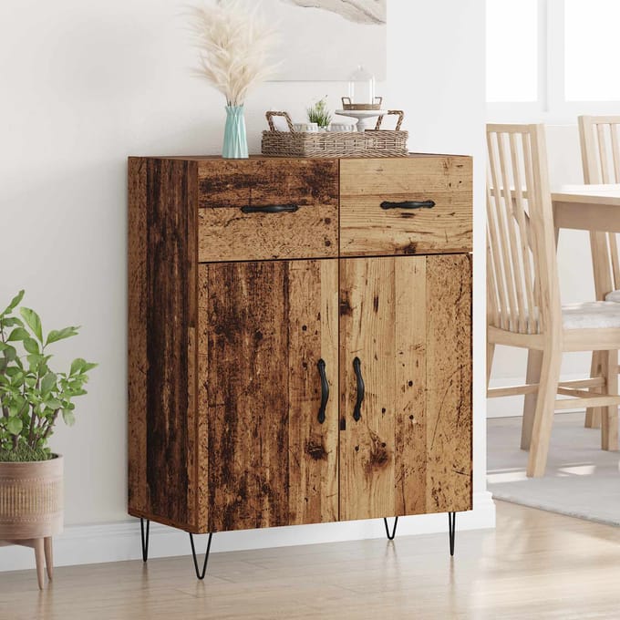 vidaXL - Dressoir - Oud - Hout - 69,5 - x - 34 - x - 90 - cm - Bewerkt - hout