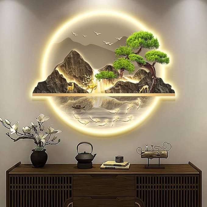 LED Wanddecoratie - Landschap Muurkunst - Ruimte Verfraaien - 3D Design Effect - Verstelbare Helderheid - Niet gespecificeerd