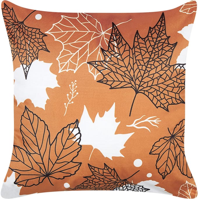 POINSETTIA - Sierkussen - Oranje - 45 x 45 cm - Fluweel